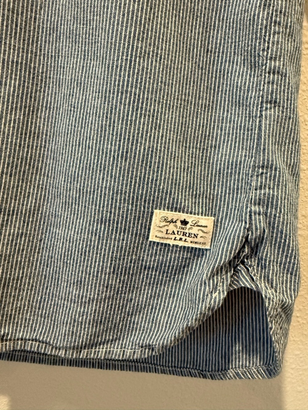 Lauren Ralph Lauren Button Down Blue Denim Pinstripe Vintage Shirt Dress XS - Picture 4 of 8